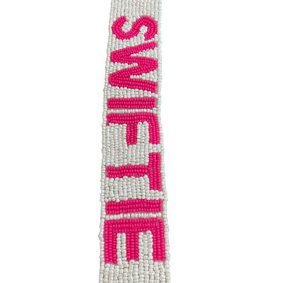 New Taylor Swift "Swiftie" Beaded Pink & White Purse Guitar Strap 47" - Picture 3 of 4